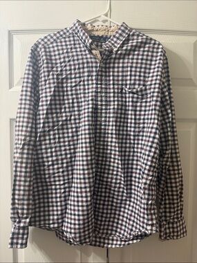 Nautica Men’s Blue & White Check Cotton Button-Down Shirt